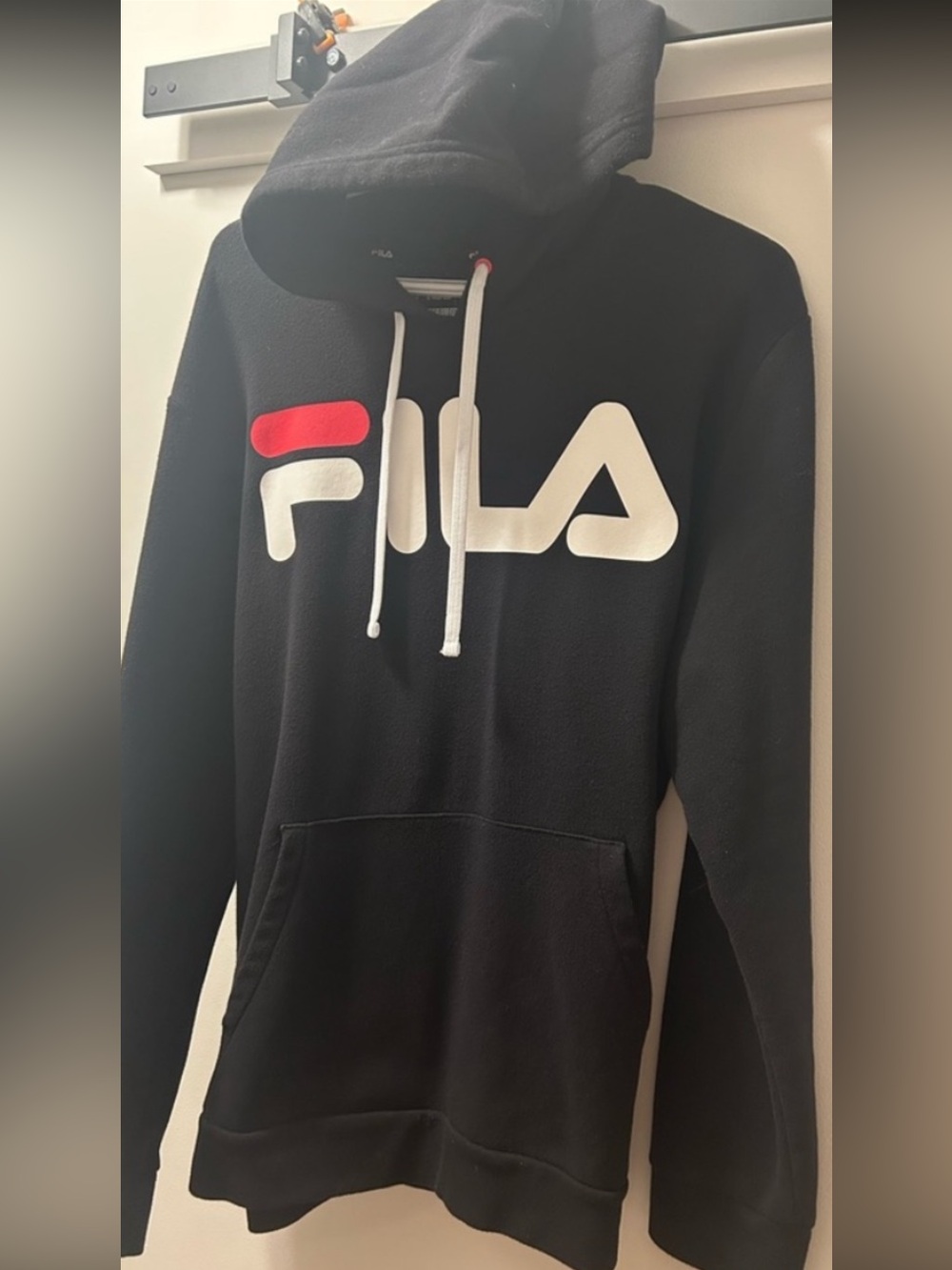 Fila Black Hoodie with Red and White Logo
